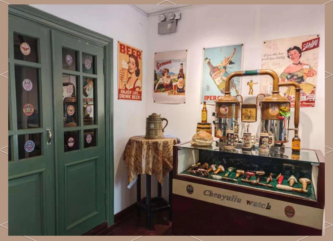 Modern Beer Museum history exhibition area with vintage artifacts