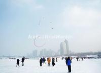 The Harbin Locals Flying Kites to Celebrate 2014 Ice Festival