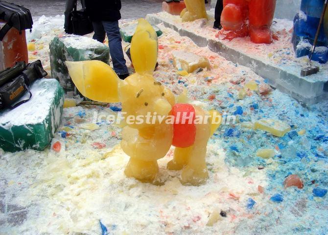 The Colored Ice Sculpture in Harbin Central Street