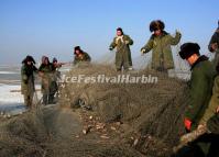 The Fishermen Are Cathing Fishing on Chagan Lake 