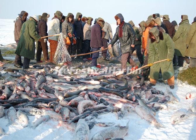 Fishermen Are Fishing in Chagan Lake 