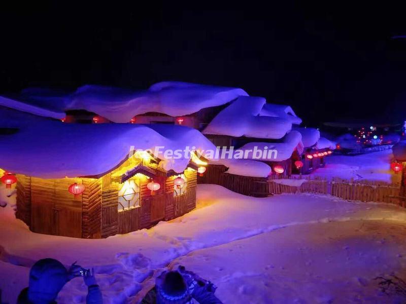 Night Scene of China's Snow Town