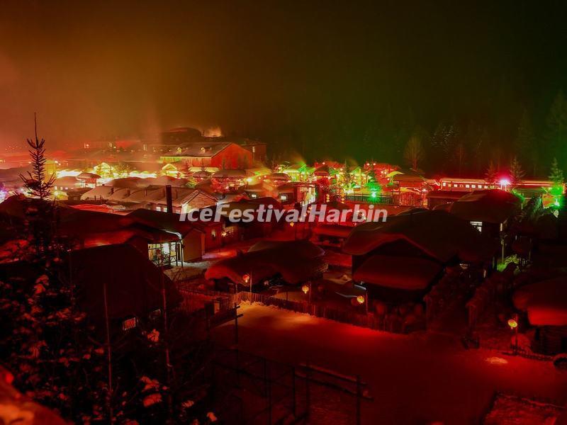 China's Snow Town in The Evening