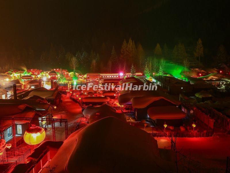 Night View of China's Snow Town, Mudanjiang