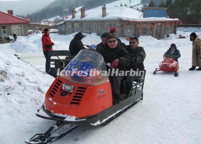 China's Snow Town Snowmobiling 