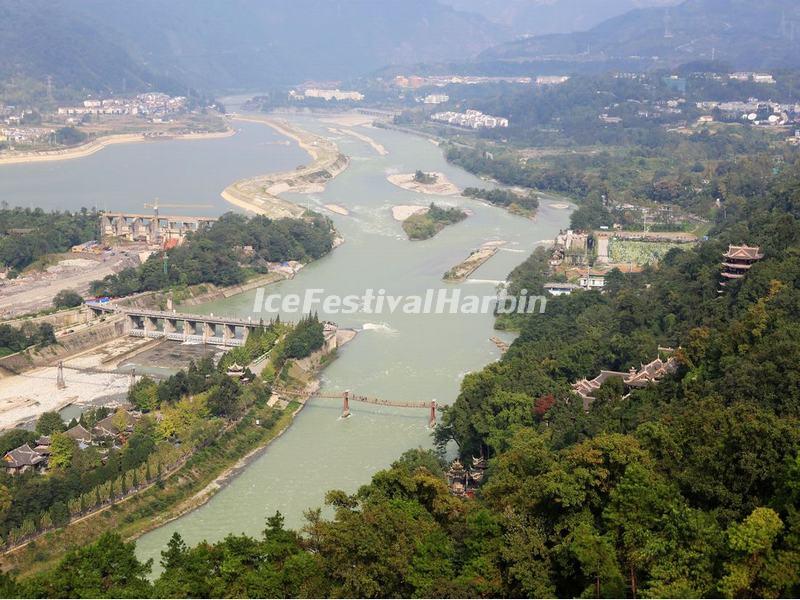 An Overlook at Dujiangyan Irrigation System