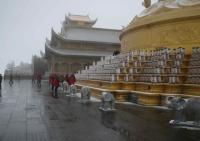 A temple at the Golden Summit of Emei Mountain