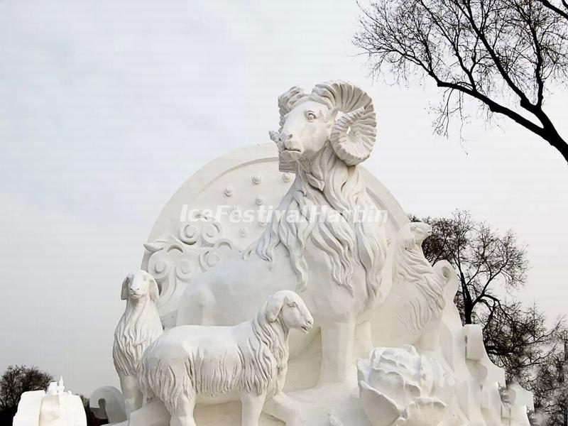 Snow Sculpture - Lucky Rams Bringing Bliss
