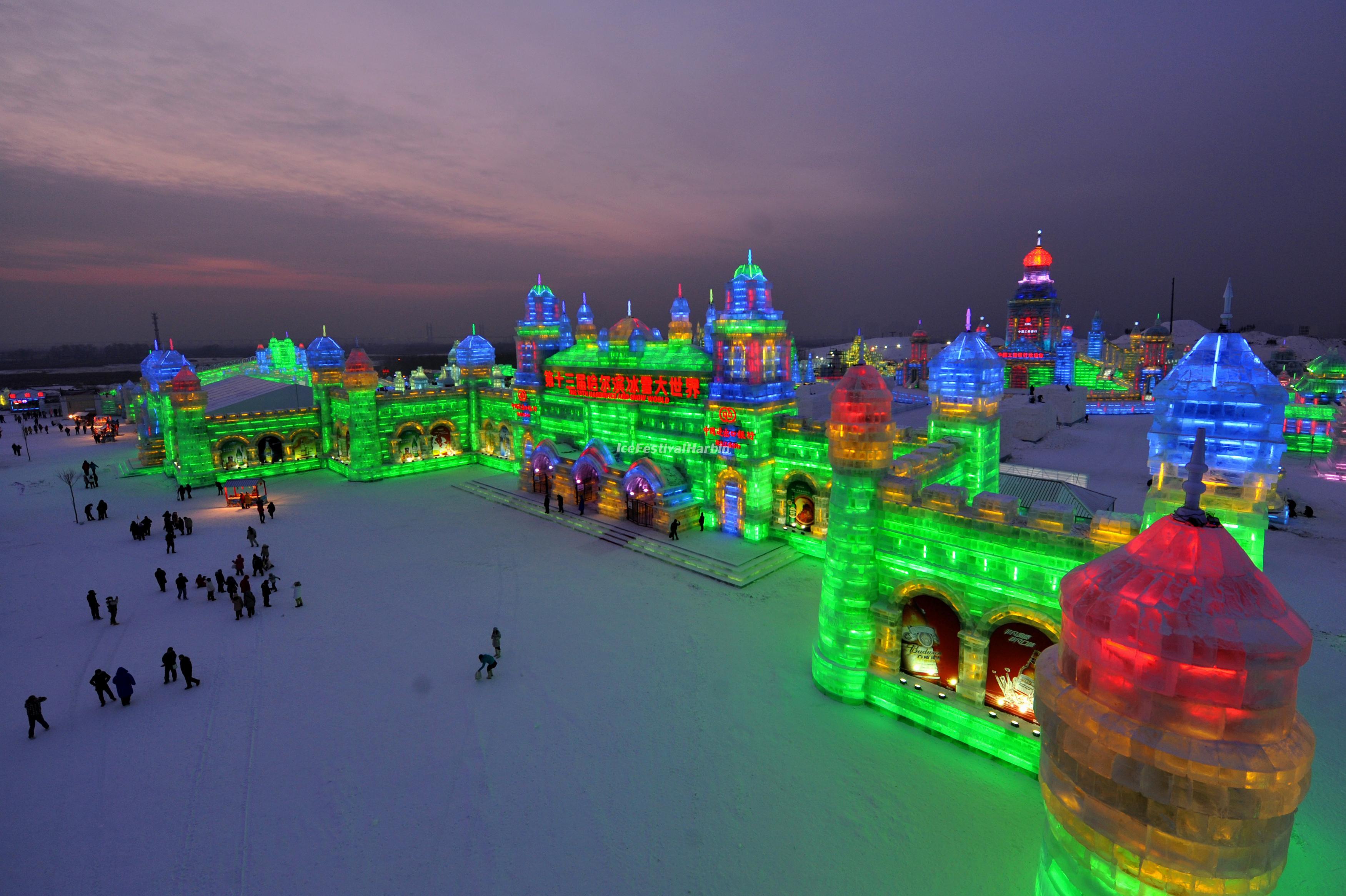 Harbin Ice Festival in the Evening