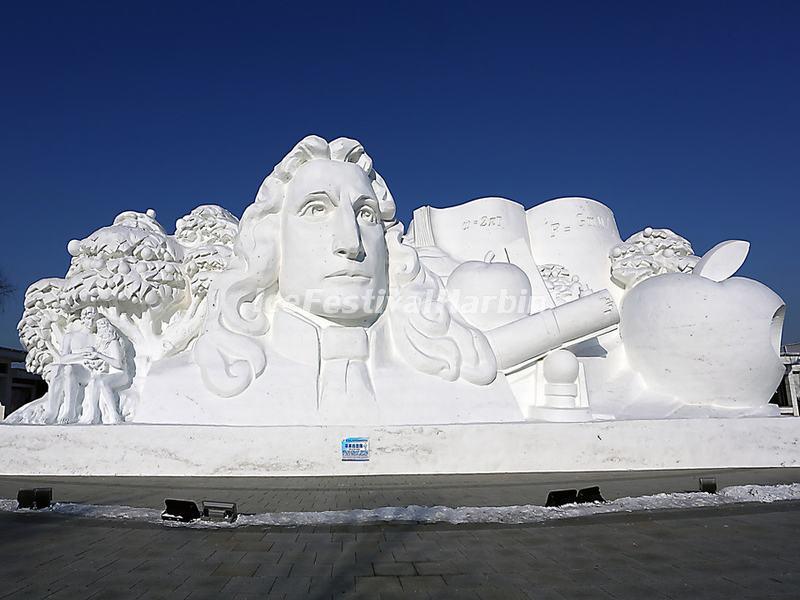 Harbin Sun Island Snow Sculpture - Newton and the Apple