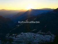 Laohuzui (Tiger Mouth) Rice Terraces at Dusk