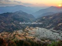 Sunset and the Laohuzui Rice Terraces 