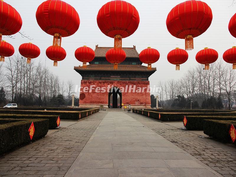 The Red Lanterns in Beijing Ming Tombs Sacred Way