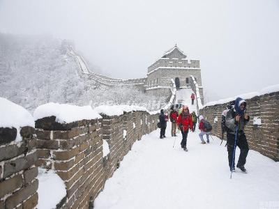 Mutianyu Great Wall Hiking in Winter