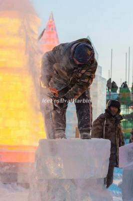 Workers Work at Construction Site of 2021 Harbin Ice and Snow World