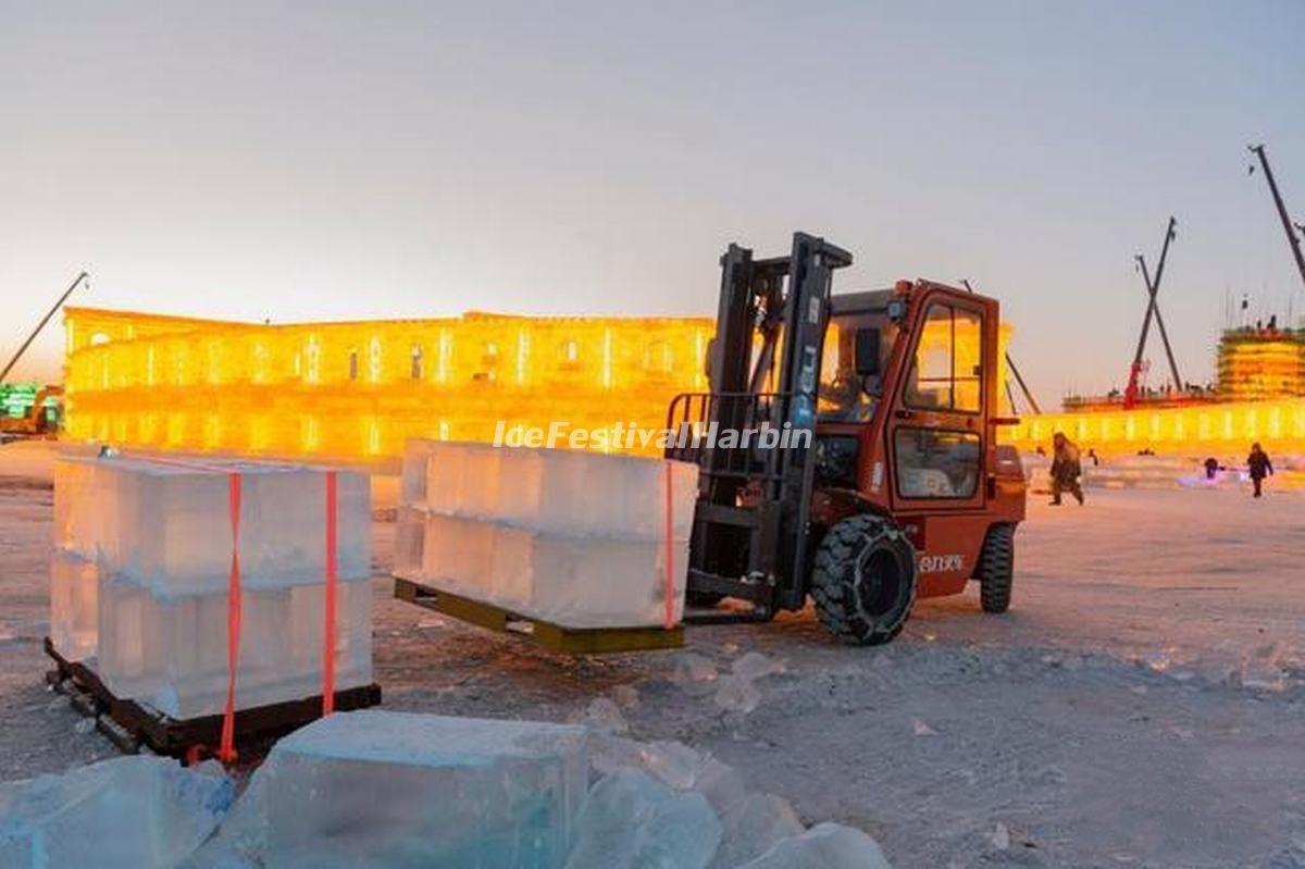 Workers Work at Construction Site of 2021 Harbin Ice and Snow World