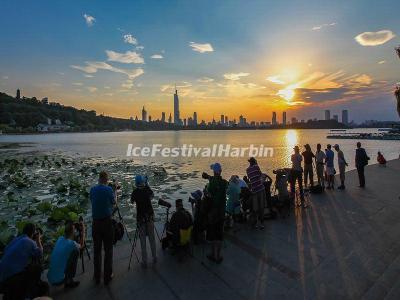 Sunset Over the Xuanwu Lake 