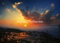Sunset over the Tiger Mouth Rice Terraces