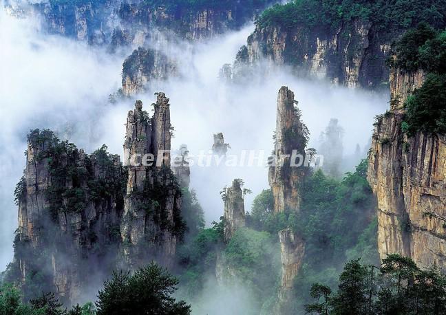 Zhangjiajie National Forest Park in Fog