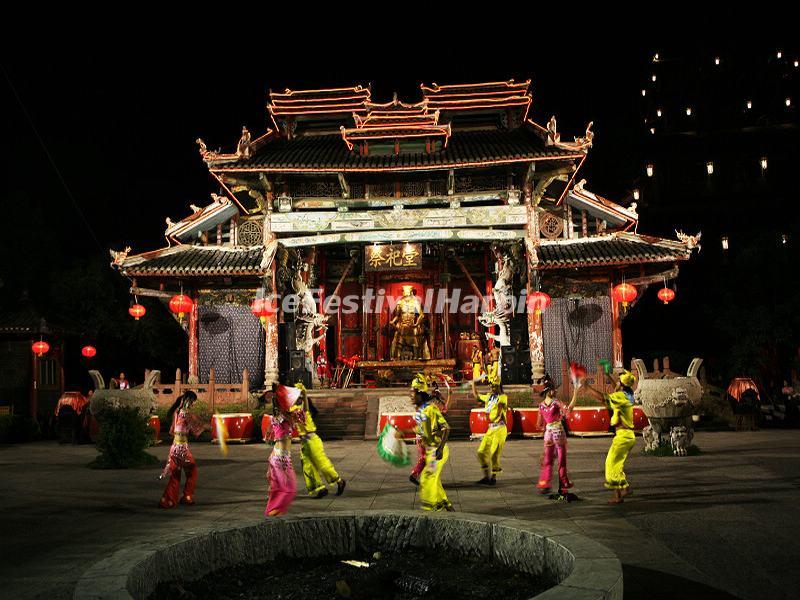 Zhangjiajie Tujia Folk Custom Park Night Scene 